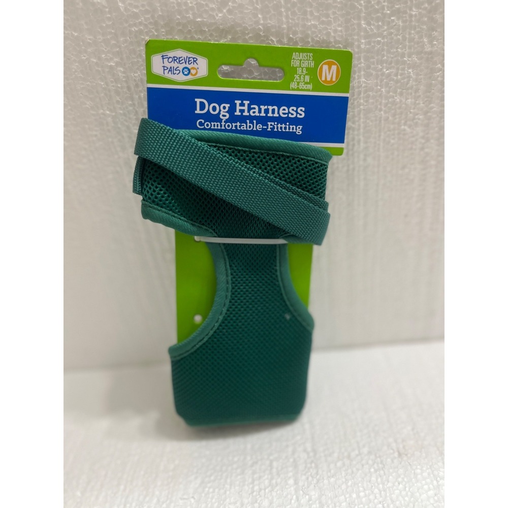 Forever Pals Dog Harness Green Med. Adjusts For Girth 18.9-25.6" Comfortable-NEW